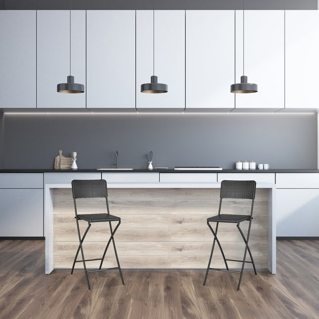 Scaune de bar pliabile, aspect rattan rezistent la intemperii