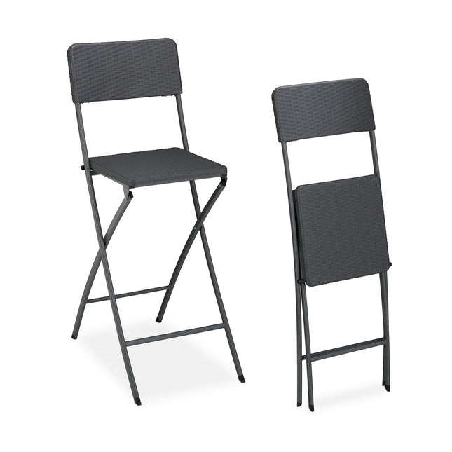 Scaune de bar pliabile, aspect rattan rezistent la intemperii
