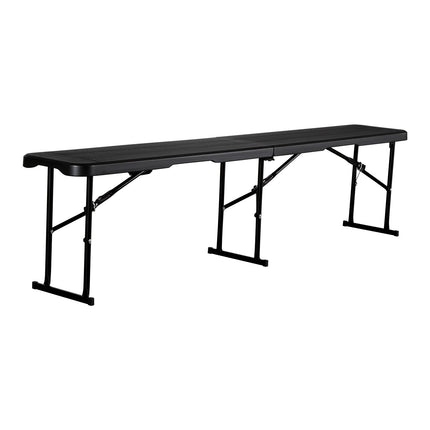 Folding Bench 6 Ft HDPE, 2-Pack with Carry Bags, Black