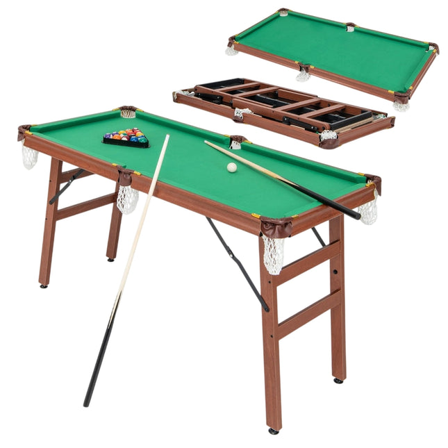 Set masă de biliard pliabilă cu tacuri, bile, cretă, 138 cm