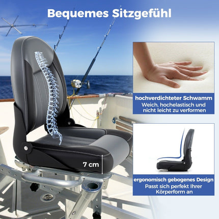 Set scaun pliabil pentru barcă, pachet de 2, căptușeală din spumă de 7 cm