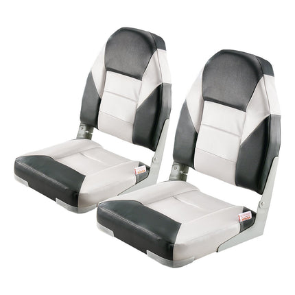 Folding Boat Seats, High-Back, Waterproof PVC, 2-Pack