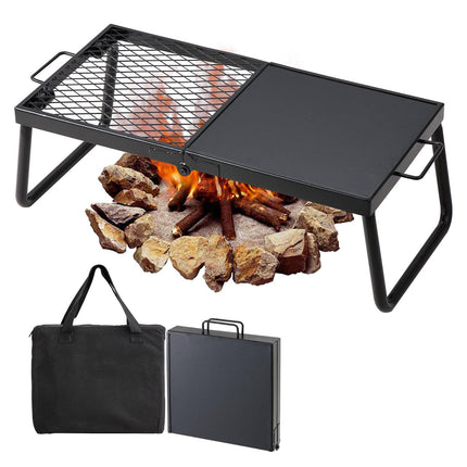 Folding Campfire Grill, 57cm Steel Mesh, Carry Bag