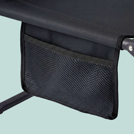 Folding Camping Bed 250 kg with Mattress and Pillow, Side Pocket, Black