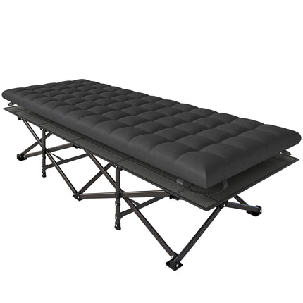 Pat de camping pliabil cu geantă de transport, capacitate 200 kg, negru