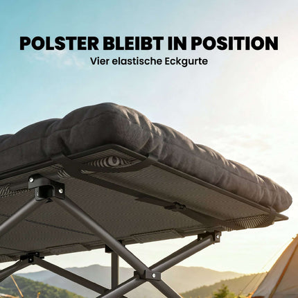Pat de camping pliabil cu geantă de transport, capacitate 200 kg, negru