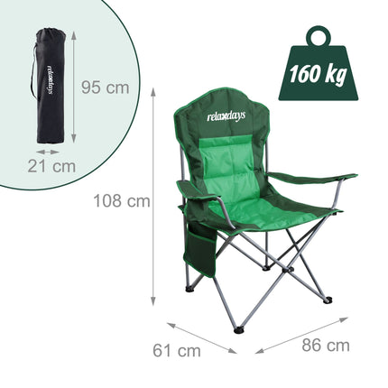 Scaun pliabil de camping – Spătar înalt, Șezut căptușit, Geantă de transport