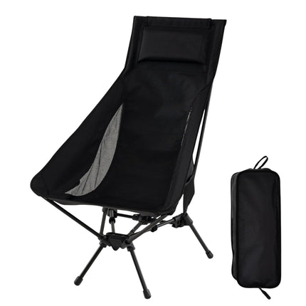 Scaun de camping pliabil, usor, spatar inalt, negru