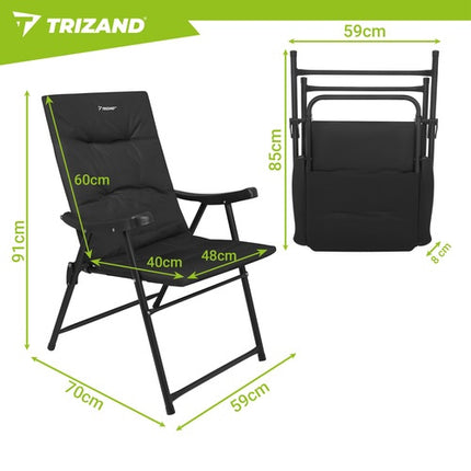 Scaune pliabile de camping cu cotiere, set de 2, 59x70x91cm