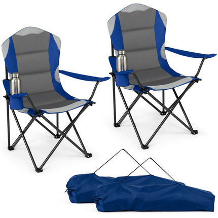 Scaune pliabile de camping cu suporturi pentru pahare, pachet de 2 – bleumarin