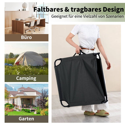 Pat pliabil de camping cu saltea reglabilă, negru