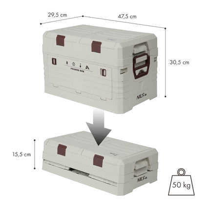 Cutie de depozitare pliabilă pentru camping cu capac, capacitate 50 l