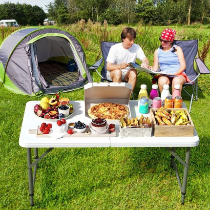 Masă pliabilă de camping 122 cm, înălțime reglabilă, blat HDPE