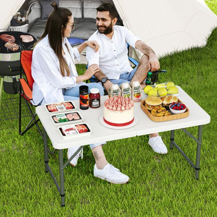 Masă pliabilă de camping 122 cm, înălțime reglabilă, blat HDPE