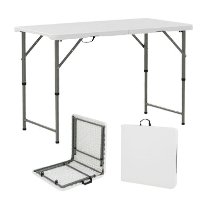 Masă pliabilă de camping 122 cm, înălțime reglabilă, blat HDPE