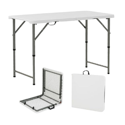 Masă pliabilă de camping 122 cm, înălțime reglabilă, blat HDPE