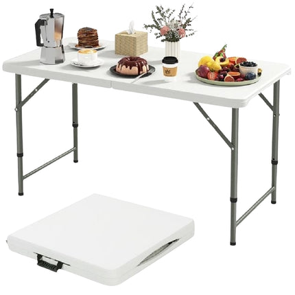 Masă pliabilă de camping 122 cm, înălțime reglabilă, blat HDPE