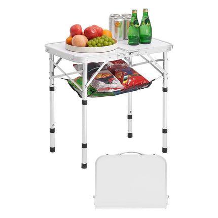 Folding Camping Table, Adjustable Height, 24x16 in, Silver