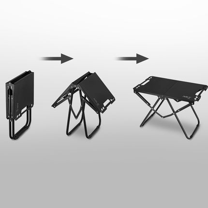 Masă pliabilă de camping, neagră, cadru din oțel cu husă