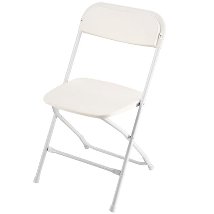 Folding Chairs 4-Pack, Plastic Seat, 350 lb, White