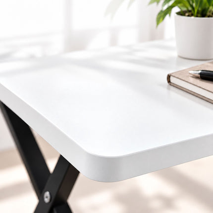 Folding Computer Desk with Monitor Riser and 2 Levels, 20 kg Load, Black Frame