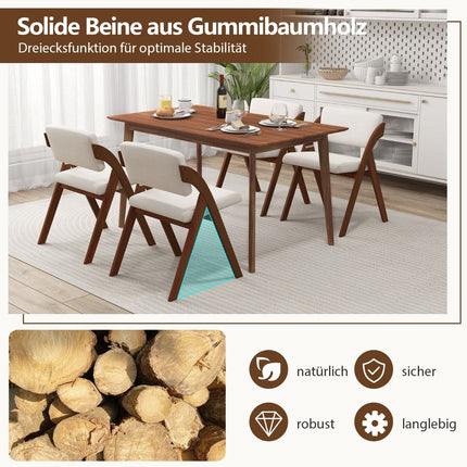 Set de 2 scaune de dining pliabile, picioare din lemn de cauciuc, maro