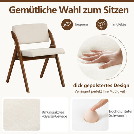 Set de 2 scaune de dining pliabile, picioare din lemn de cauciuc, maro