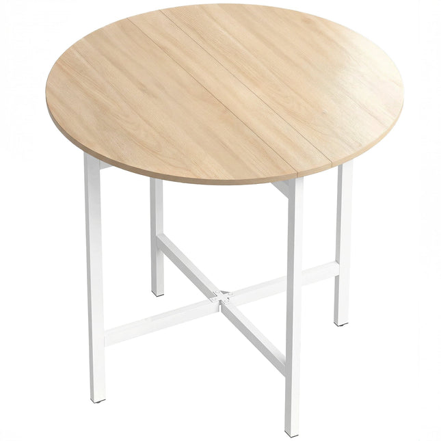 Masă de sufragerie pliabilă, rotundă, 80 cm, pentru 2-4 persoane, finisaj din lemn