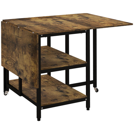 Masă pliabilă, design industrial, 140x80x75 cm, maro/negru