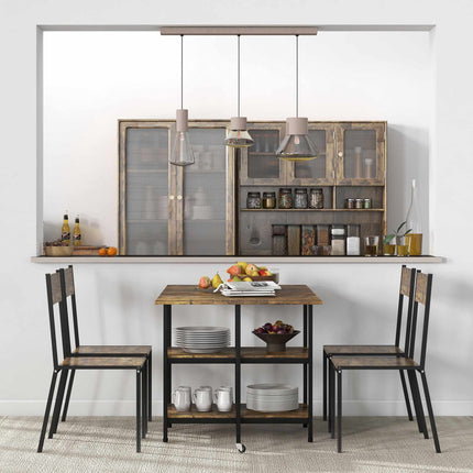 Masă pliabilă, design industrial, 140x80x75 cm, maro/negru