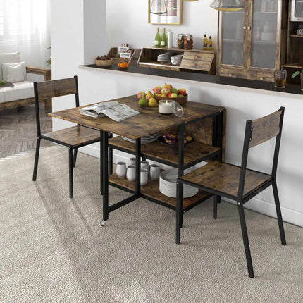 Masă pliabilă, design industrial, 140x80x75 cm, maro/negru