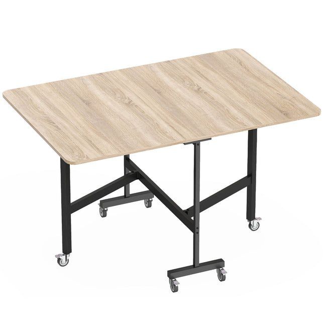 Masă pliabilă pentru 6 persoane, finisaj stejar, design compact
