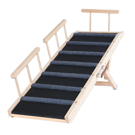 Folding Dog Ramp, Wood, Non-Slip, 120 cm, Adjustable 35–70 cm