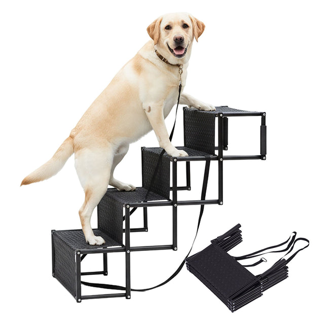 Scară pliabilă pentru câini – 4 trepte, susține 90 kg, antiderapantă