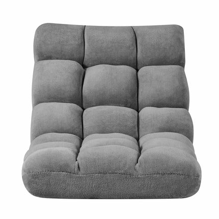 Folding Floor Chair, 14-Position Back Support, Gray