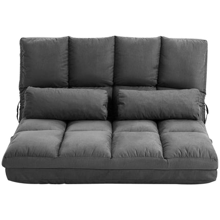 Folding Floor Chair with 14-Position Backrest, 2 Cushions, Dark Grey