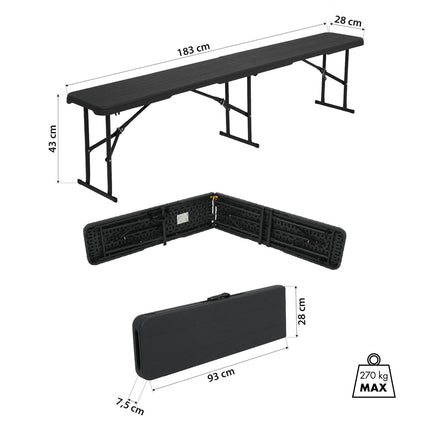 Bancă de grădină pliabilă, gri închis, 180 cm