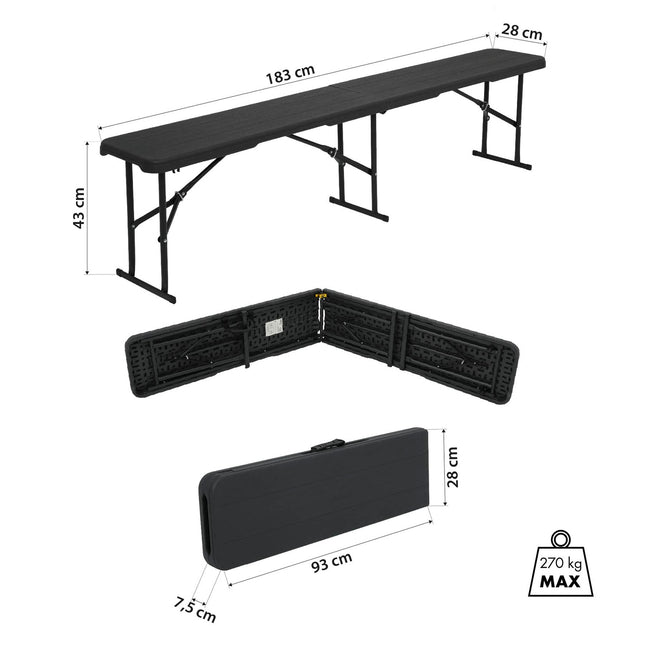 Bancă de grădină pliabilă, gri închis, 180 cm