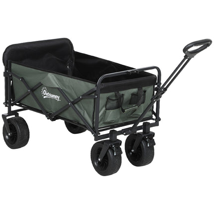 Cărucior de grădină pliabil, capacitate 120 kg, 95 l, verde