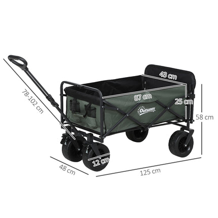 Cărucior de grădină pliabil, capacitate 120 kg, 95 l, verde