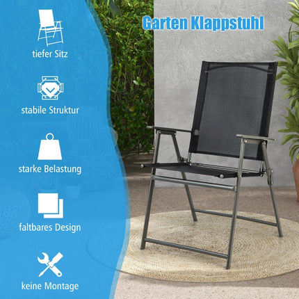 Set scaune de grădină pliabile, material rezistent la intemperii, negru