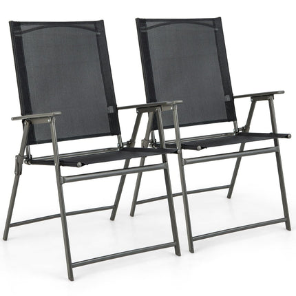 Set scaune de grădină pliabile, material rezistent la intemperii, negru