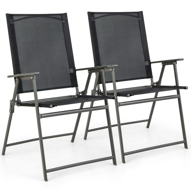 Set scaune de grădină pliabile, material rezistent la intemperii, negru