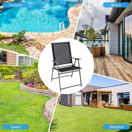 Set scaune de grădină pliabile, material rezistent la intemperii, negru