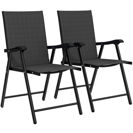 Set de 2 scaune de grădină pliabile, oțel și textilină, negru