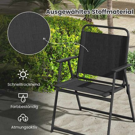 Set de 2 scaune de grădină pliabile cu cotiere, negre