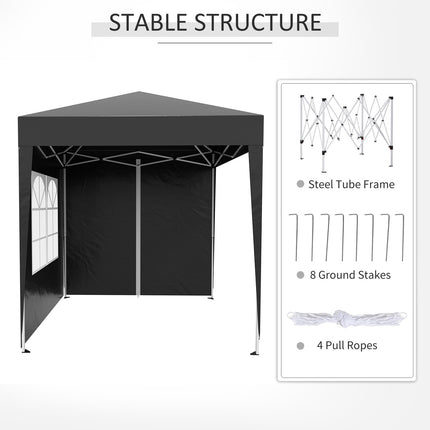 Collapsible 2x2M garden gazebo, UV protected, 4 side walls