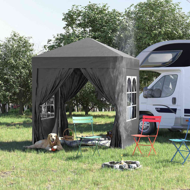 Collapsible 2x2M garden gazebo, UV protected, 4 side walls