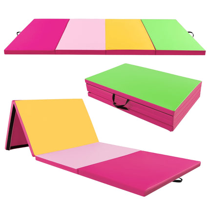 Saltea de gimnastică pliabilă, 300x117x5cm, roz/verde