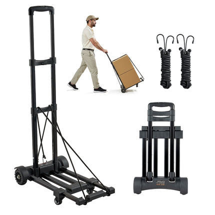 Folding Hand Truck, 290 lb Capacity, 4 Wheels, Expandable Base
